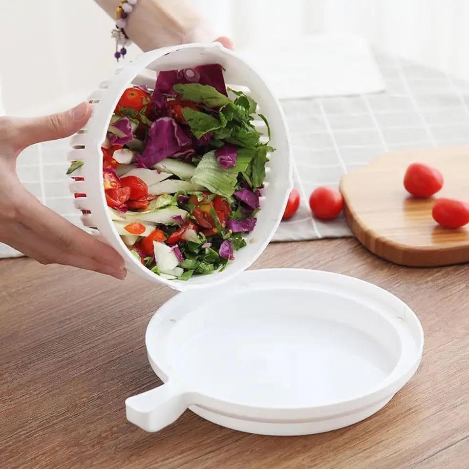 Salad Cutter Bowl, Snap Salad Cutter Bowl, Multifunctional Fast Strainer Salad Cutter Bowl, Household Fruit Salad Bowl, Button Style Salad Cutting Bowl, Strainer Fresh Salad Slicer Bowl, Magical Salad Maker