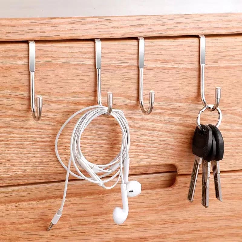 Double S Shaped Hook, Multipurpose Hook, Door Back Clothes Hanger, Over The Door Drawer Cabinet Hook, Stainless Steel Free Punching Hook, Kitchen Bathroom Cabinet Storage Hanger