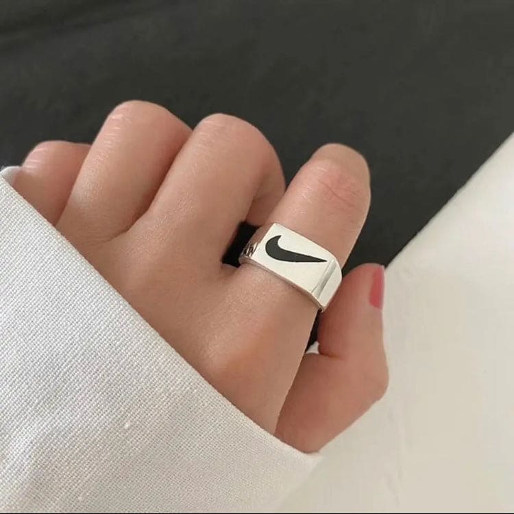 Set Of 2 Adjustable Combination Ring, Check Symbol Silver Ring, Stainless Steel Signet Finger Ring, Finger Enamel Asian Ring Jewelry For Men And Women