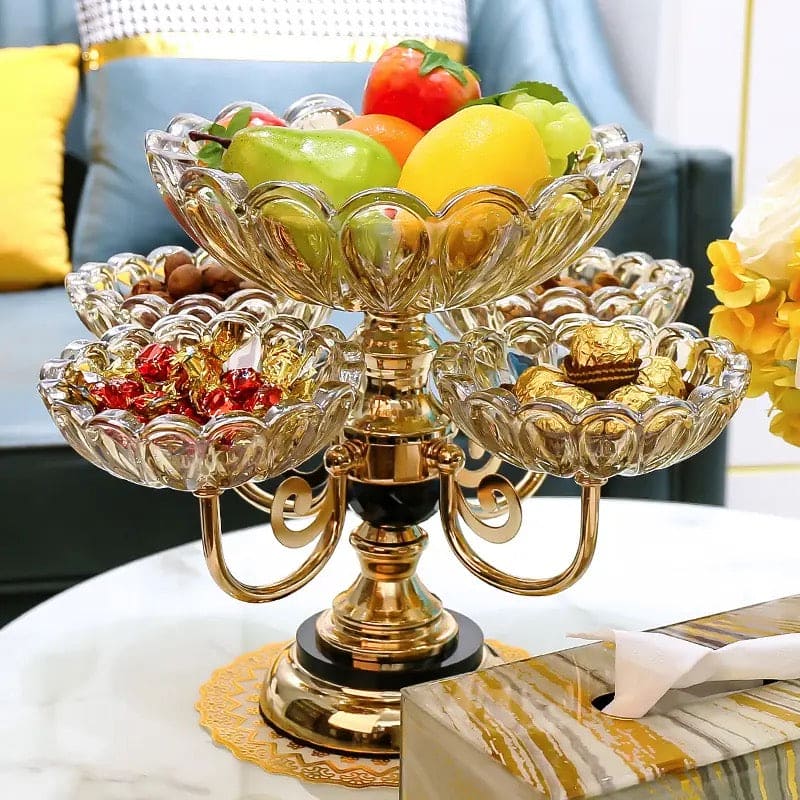 Multilayer Candy Platter, European Metal Fruit Bowl, Creative Light Luxury Snack Candy Plate,  Home Living Room Coffee Table Tray, Decorations Fruit Bowl, Rotatable Fruit Basket