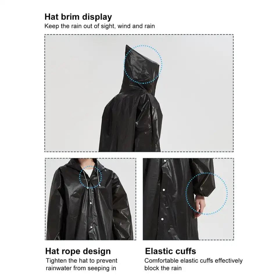 Hooded Rain Coat, Women Men Impermeable Thickened Waterproof Raincoat, Tourism Outdoor Hiking Rain Poncho Raincoat, Universal Travel Rain Jacket,  Loose Simple Long Sleeve Rain Jacket, Transparent Thickened Rain Coat