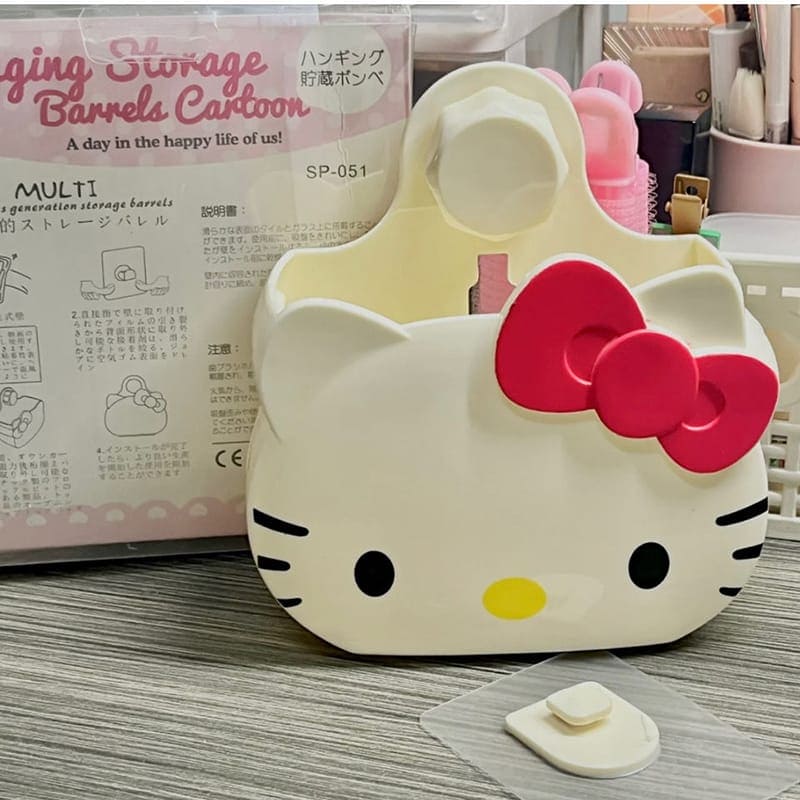 Hello Kitty Toothbrush Holder, Multifunctional Wall Bathroom Storage Rack, Wall Mount Toothbrush Holder for Bathroom