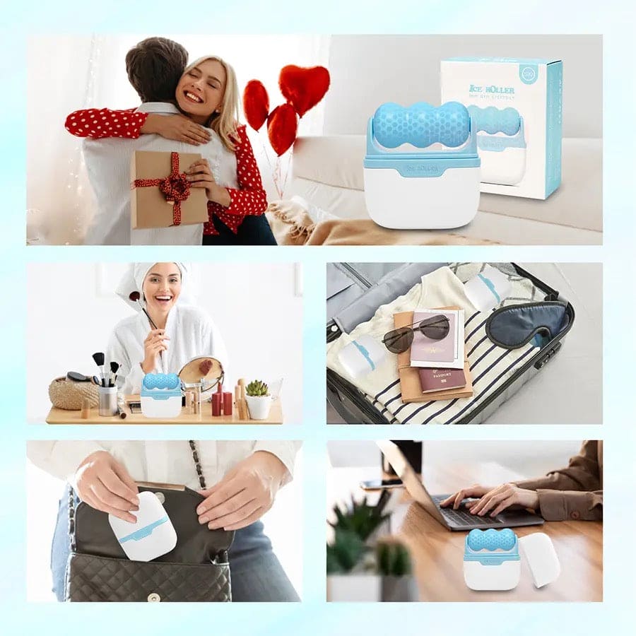 Hello Face Ice Roller, 2 Faced Ice Massager, W V Shaped Face Ice Roller, Double Head Face Lift Roller, Reusable Facial Cool Roller, Ice Facial Roller For Brighten Complexion