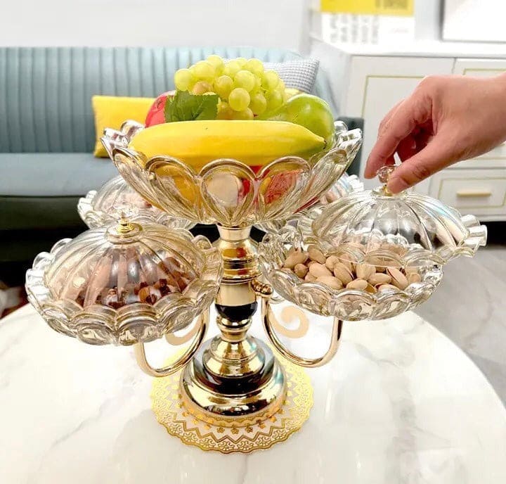 Multilayer Candy Platter, European Metal Fruit Bowl, Creative Light Luxury Snack Candy Plate,  Home Living Room Coffee Table Tray, Decorations Fruit Bowl, Rotatable Fruit Basket