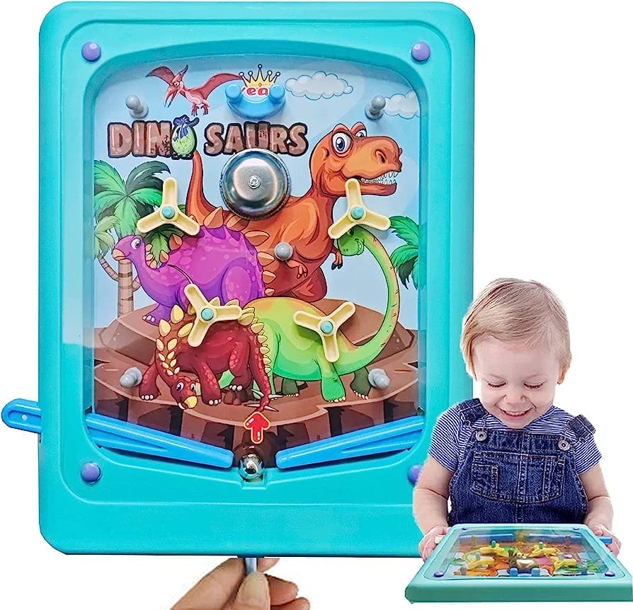 Children Dinosaur Pinball Game, Baby Pinball Tabletop Skill Game Fun Arcade Pinball Machine, Parent Child Interactive Pinball Games Toy, Kids Table Shooting Board Games, Six Sided Puzzle Rolling Ball Game, Action and Reflex Game for Children And Family