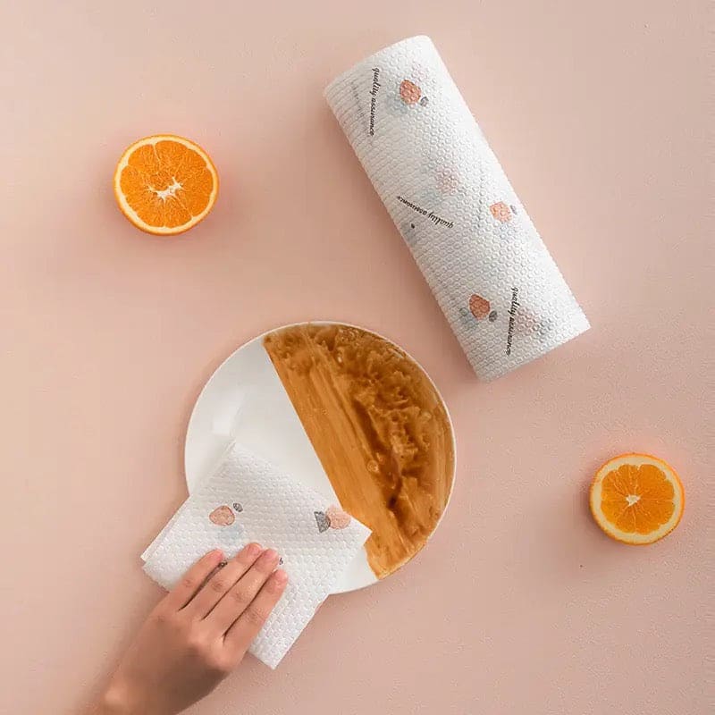 Reusable 50 Sheets Tissue Roll, Cleaning Paper Towels, Disposable Wet And Dry Lazy Rag, Kitchen Cleaning Liquid Absorbent Paper, Professional Standard Tissue Paper Roll, Non Woven Necessities Clean Cloth Rag