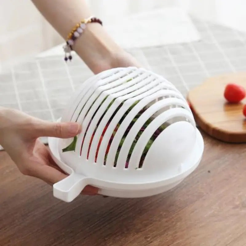 Salad Cutter Bowl, Snap Salad Cutter Bowl, Multifunctional Fast Strainer Salad Cutter Bowl, Household Fruit Salad Bowl, Button Style Salad Cutting Bowl, Strainer Fresh Salad Slicer Bowl, Magical Salad Maker