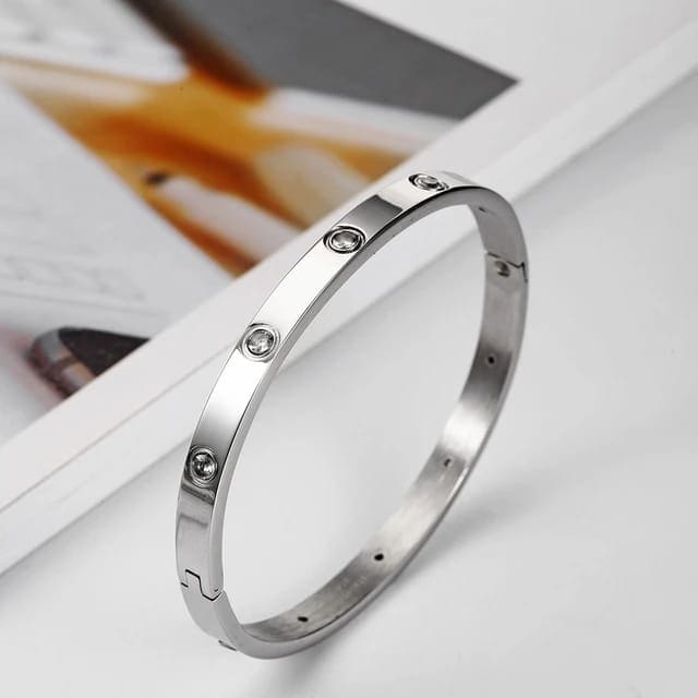 Luxury Cartier Bracelet, Beautiful Lovers Bracelets Woman, Stainless Steel Crystal Charm Bracelet, Zircon And Cross Nut Nail Bracelet, Stainless Steel Screw Bracelet