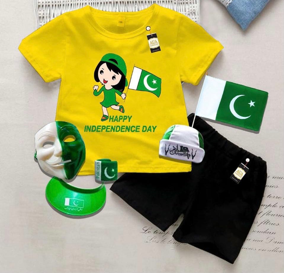 Happy Independence Day Dress For Girls, 14 August Independence Day Children Dress, Kids 14 August Celebration Dress