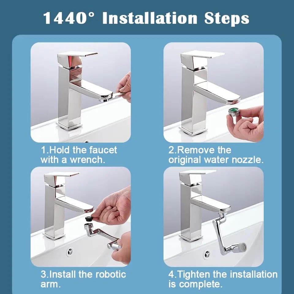 360 Robotic Arm Faucet Sprayer, Universal Rotation Faucet Sprayer, Faucets Aerator Bubbler Nozzle, Sink Face Wash Attachment, Aerator Bathroom Kitchen Sink Faucet Sprayer, Multifunctional Extension Faucet Aerator for Bathroom Kitchen Sink