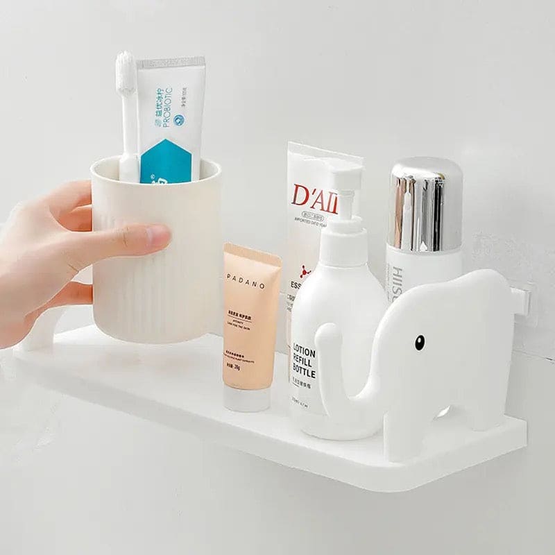 Elephant Storage Shelf, Multifunctional Storage Rack,  Elephant Guardrail Hook Storage Rack, Household Kitchen Bathroom Organizer Shelf, Wall Hanging Seasoning Storage Shelf, Wall Mounted Storage Organizer, Multipurpose Floating Shelf