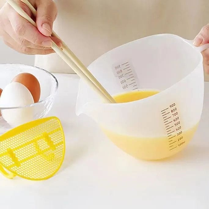 Measuring Cup With Scale, Multifunctional Egg Liquid Filter Cup, Egg Filter Measuring Cup, Household Restaurant Egg Beating Mixing Cup, Washer Strainer Bowl, Stirring Bowl With Scale