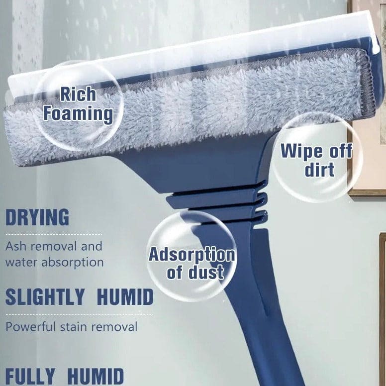 2 in 1 Window Mesh Screen Brush, Curtain Net Wipe Cleaner Brush, Telescopic Long Handle Dust Removal Brush, Household Cleaning Tool, Window Mop Squeegee Wiper, Window Cleaner Magic Broom Wiper