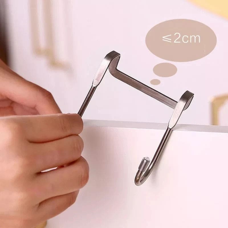 Double S Shaped Hook, Multipurpose Hook, Door Back Clothes Hanger, Over The Door Drawer Cabinet Hook, Stainless Steel Free Punching Hook, Kitchen Bathroom Cabinet Storage Hanger