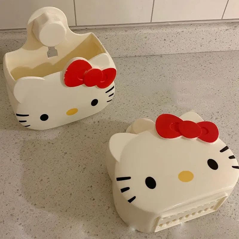Hello Kitty Toothbrush Holder, Multifunctional Wall Bathroom Storage Rack, Wall Mount Toothbrush Holder for Bathroom