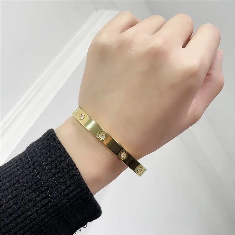 Luxury Cartier Bracelet, Beautiful Lovers Bracelets Woman, Stainless Steel Crystal Charm Bracelet, Zircon And Cross Nut Nail Bracelet, Stainless Steel Screw Bracelet