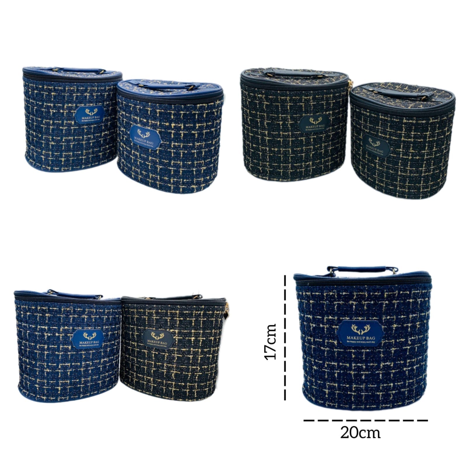 Fashion Tweed Cosmetic Bag, Women Travel Organizer Makeup Toilet Pouch, Multifunction Beauty Storage Portable Box, Cylinder Solid Cosmetic Bag, Cosmetic Cases Zipper Wash Beauty Pouch