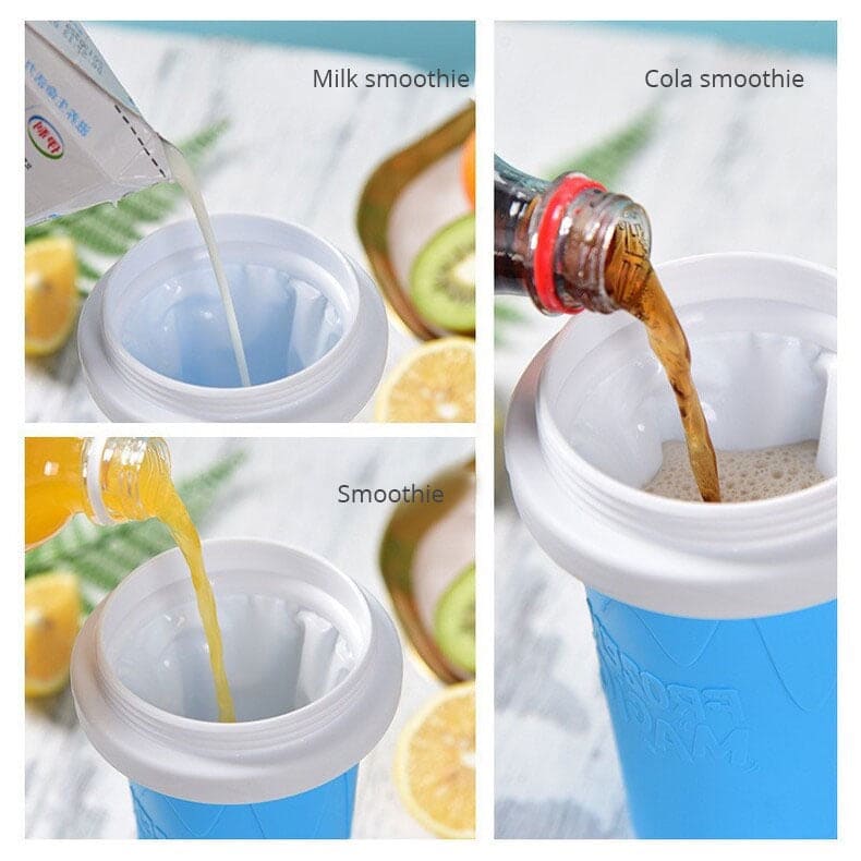 Slushy Ice Maker Cup, Silicon Ice Cream Slushy Maker Bottle Shake Cup, Magic Quick Frozen Smoothies Cup, Summer Squeeze Homemade Juice Water Bottle, Double Layer Squeeze Slushy Maker Cup, Homemade Milk Shake Ice Cream Maker
