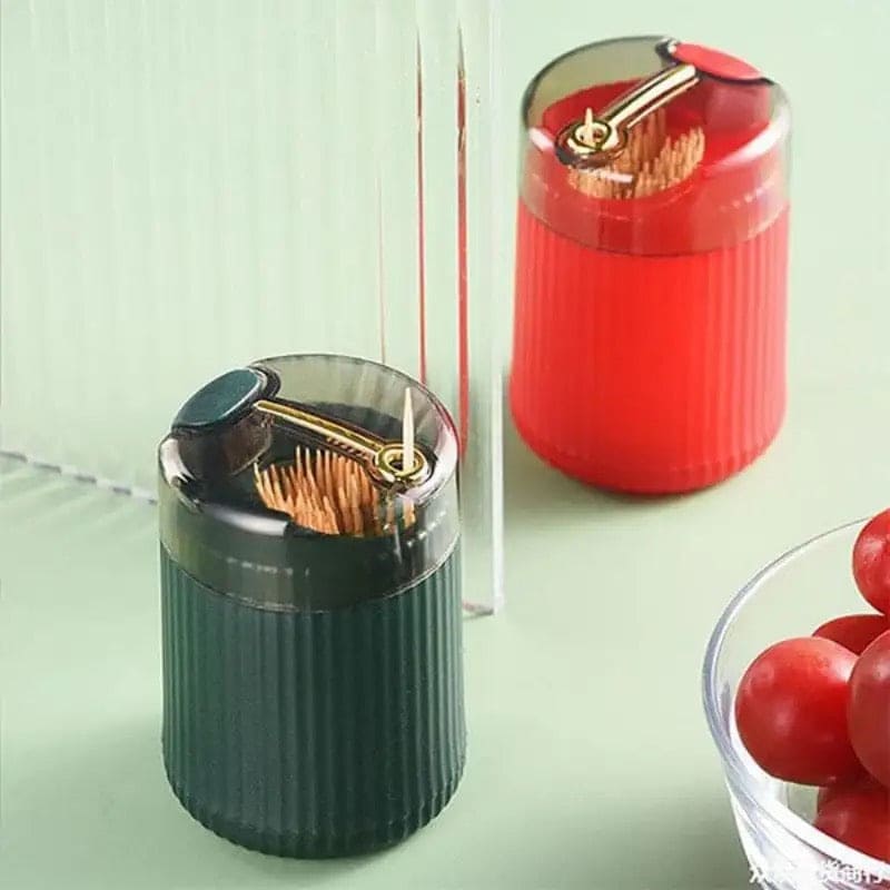 Portable Pop Up Toothpick Box, Press Type Cylinder Toothpick Holder, Automatic Eject Toothpick Jar, Self Ejecting Toothpick Dispenser,  Household Toothpick Holder Organizer, Transparent Pop Up Table Toothpick Container, Creative Automatic Toothpick Box