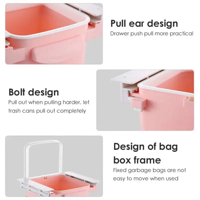 Hidden Drawer Trash Can, Under Desk Trash Can, Lifted Storage Bucket, Concealed Drawer Trash Bin, Portable Waste Bin, Under Table Hanging Garbage Trash Can, Under Cabinet Hanger Rack, Space Saving Garbage Bucket, Household Multipurpose Trash Can