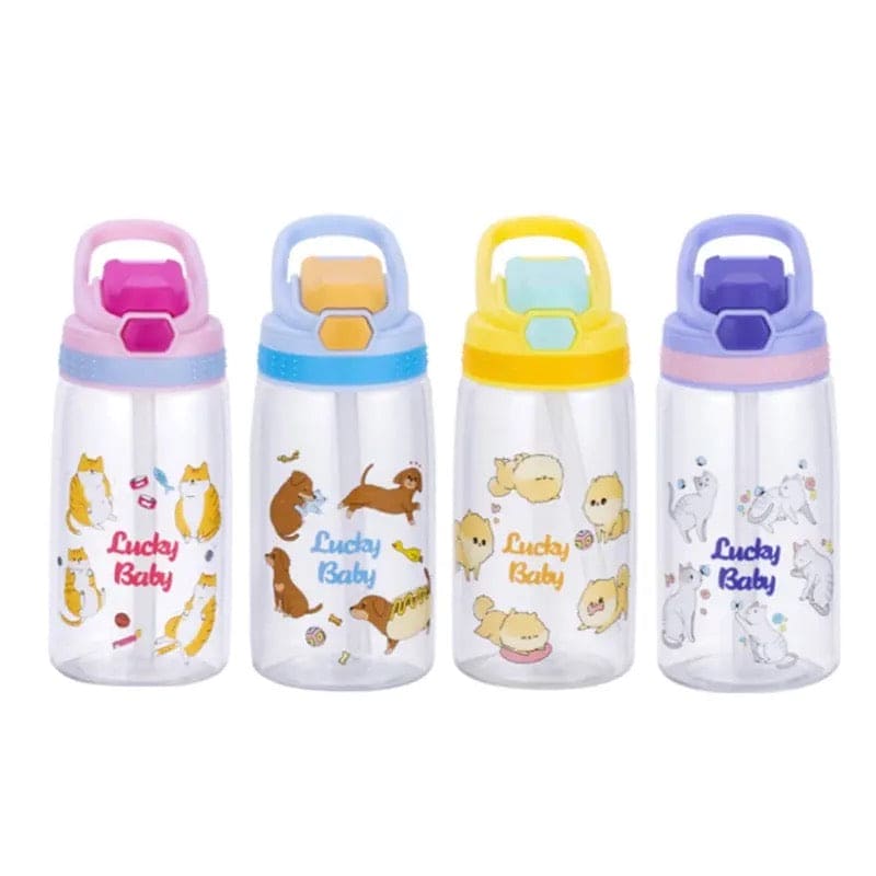 Lucky Baby Water Bottle, Kids Water Sippy Cup, Creative Cartoon Baby Feeding Cup, Portable Baby Water Bottle School Kids Kettle, Water Bottle Bouncing Cup, 480ML Leakproof Children's Straw Cup