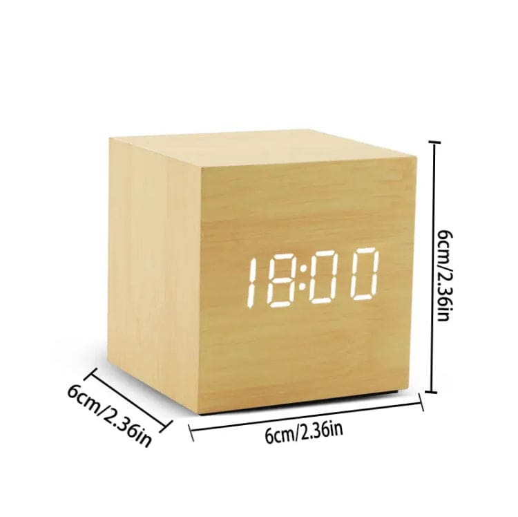 Wooden Led Smart Alarm Clock, Cube Digital Alarm Clock, Mini Digital Cube Alarm Clock, Modern Square Design Wood Grain Clock, Cube Clock For Bedrooms, Kids, Living Room, Kitchen