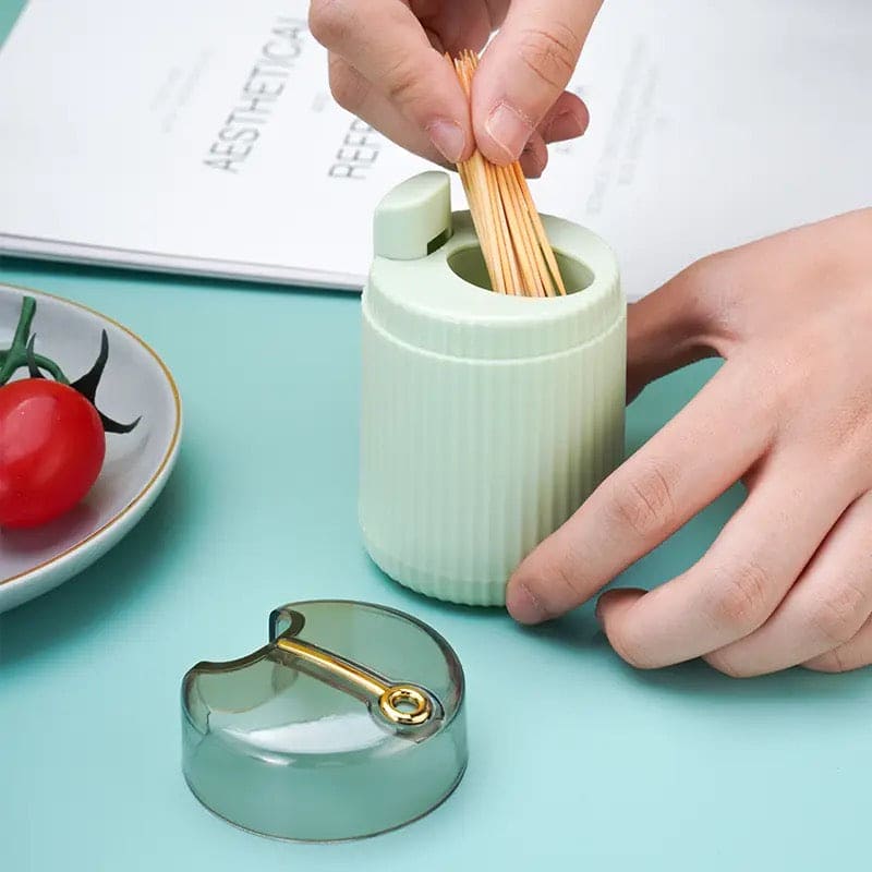 Portable Pop Up Toothpick Box, Press Type Cylinder Toothpick Holder, Automatic Eject Toothpick Jar, Self Ejecting Toothpick Dispenser,  Household Toothpick Holder Organizer, Transparent Pop Up Table Toothpick Container, Creative Automatic Toothpick Box
