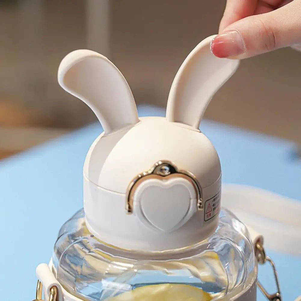 Bunny Ears Water Bottle Bunny Kettle Straw Water Thermos Cute Rabbit eveen.pk