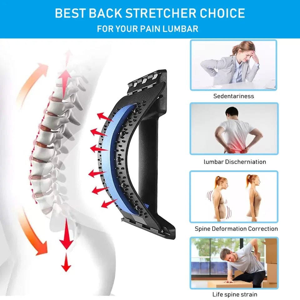 Magnetic Back Stretcher, Magic Back Support Spine Stretcher with Foam Pad, Back Massager Stretcher, Multi Level Back Stretcher, Back Stretching Device, Back Massager for Bed, Magic Stretch Fitness Lumbar Support, Spinal Curve Back Stretcher