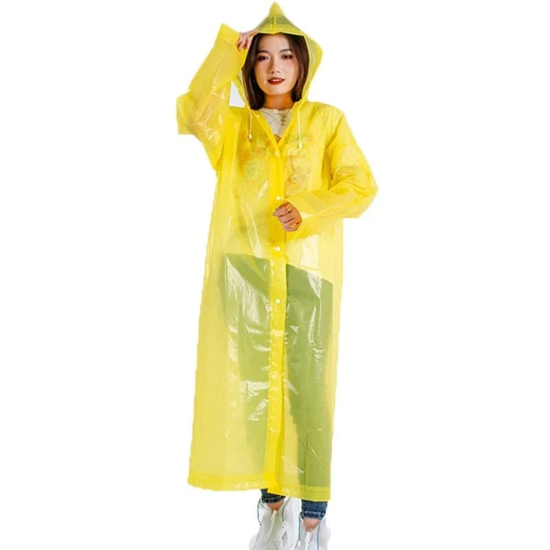 Hooded Rain Coat, Women Men Impermeable Thickened Waterproof Raincoat, Tourism Outdoor Hiking Rain Poncho Raincoat, Universal Travel Rain Jacket,  Loose Simple Long Sleeve Rain Jacket, Transparent Thickened Rain Coat