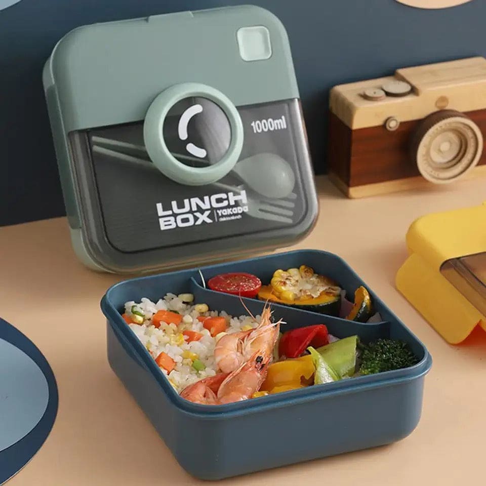 Camera Lunch Box, Microwave Lunch Box With Spoon Fork, Hermetic Food Fruit Storage Container, Portable Children Kids Student Bento Box, Kids School Lunch Box, Student Sealed Lunch Box