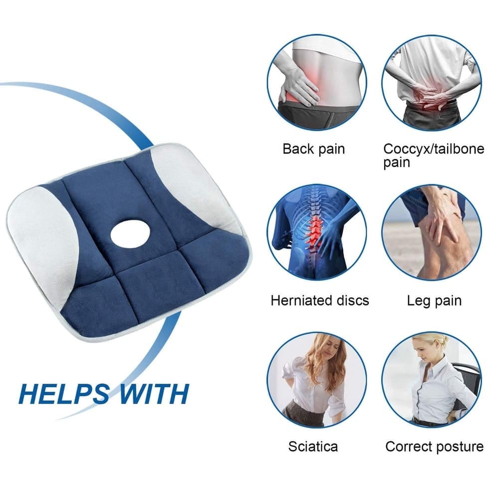 Pure Posture Seat Cushion, Massage Seat Cushion, Comfort Foam Tailbone Pillow, Car Seat Pad, Memory Foam Seat Cushion For Relaxation, Back Pain Relief Pillow, Hemorrhoid Tailbone Cushion, Posture Seat Pads for Office Wheelchair Kitchen Car