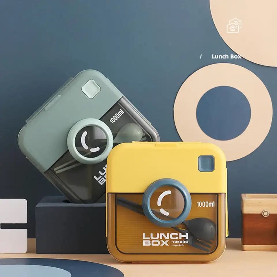 Camera Lunch Box, Microwave Lunch Box With Spoon Fork, Hermetic Food Fruit Storage Container, Portable Children Kids Student Bento Box, Kids School Lunch Box, Student Sealed Lunch Box