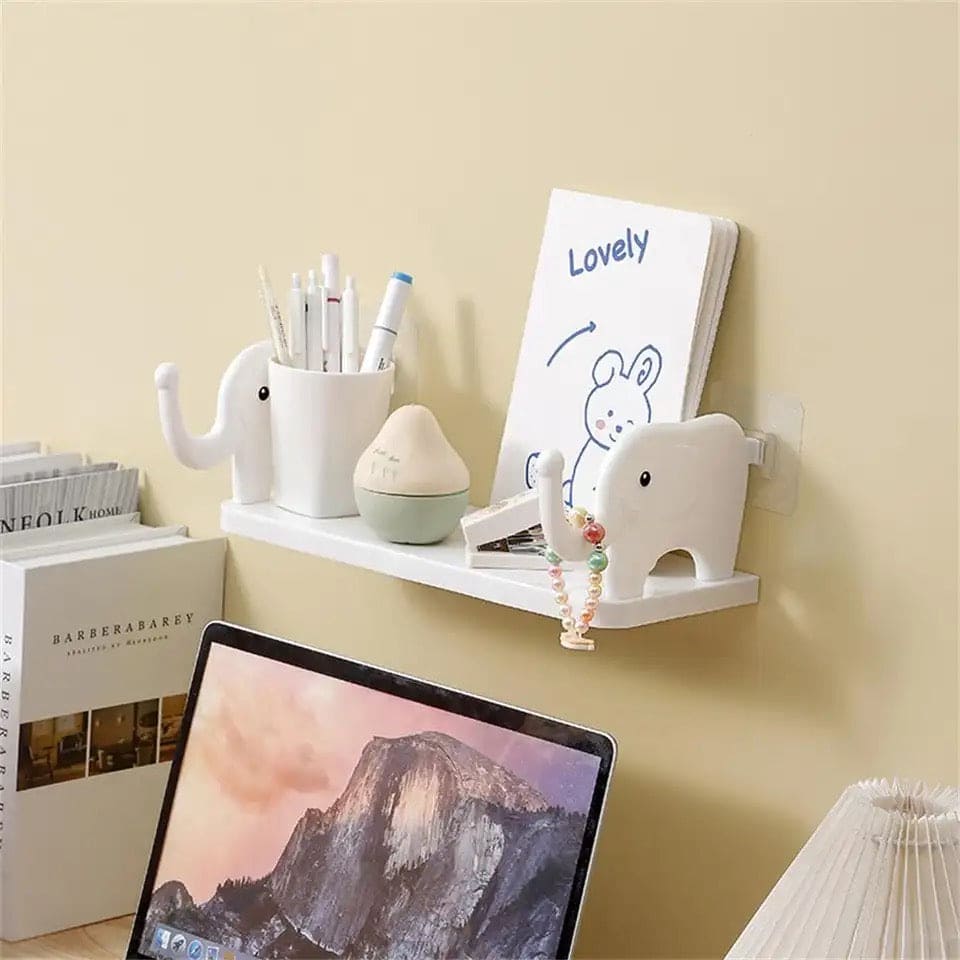 Elephant Storage Shelf, Multifunctional Storage Rack,  Elephant Guardrail Hook Storage Rack, Household Kitchen Bathroom Organizer Shelf, Wall Hanging Seasoning Storage Shelf, Wall Mounted Storage Organizer, Multipurpose Floating Shelf