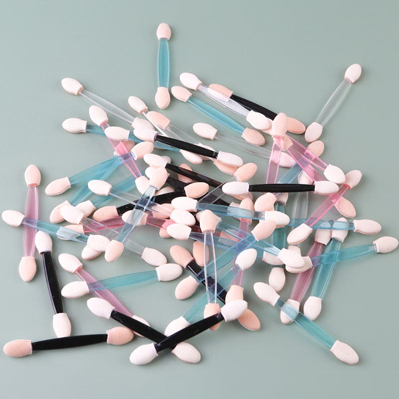 Eyeshadow Mirror Powder Brush, Disposable Eyeshadow Brush, Mini Double Headed Sponge, Makeup Eyeshadow Stick, Portable Cotton Swab Disposable Manicure Tool Set, Tipped Oval Makeup Applicator