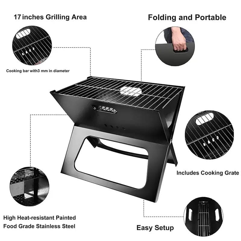 X Shaped Folding BBQ Grill, Stainless Steel Outdoor Camping Picnic Barbecue Grill, Outdoor Charcoal BBQ Grill, Mini Camping Barbecue Rack, Bonfire Grill Stove, Household Charcoal Barbecue Rack, BBQ Large Barbecue Stove