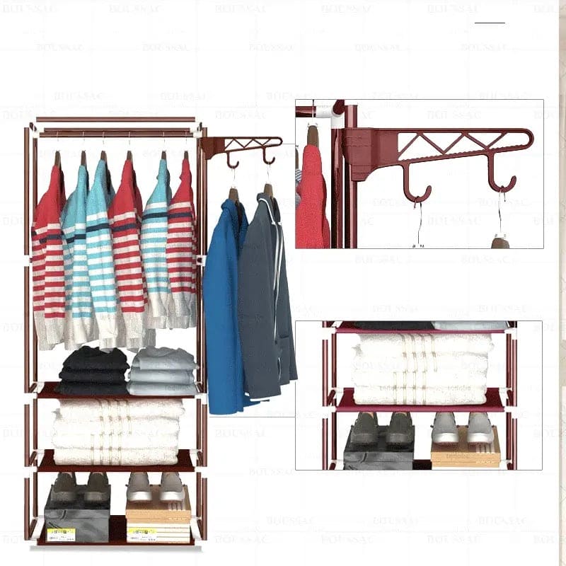 Corner Coat Rack, Entryway Storage Shelf, Multifunction Floor Standing Clothes Rack, Household Bedroom Storage Organizer, Clothes Drying Hanger Rack, Iron Wardrobe Floor Standing Coat Rack, Simple Houseware Freestanding Clothes Garment Organizer Closet