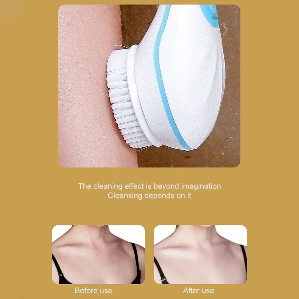 Spinning Spa Brush, 5 in 1 Electric Shower Brush, Multi Body Cleansing Brush, Handheld Massage Body Brush, Rotating Shower Sponge Scrubber Brushes, Multifunction Electric Shower Brush, Long Handle Rechargeable Back Body Brush