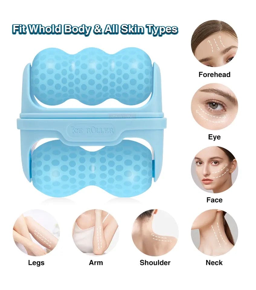 Hello Face Ice Roller, 2 Faced Ice Massager, W V Shaped Face Ice Roller, Double Head Face Lift Roller, Reusable Facial Cool Roller, Ice Facial Roller For Brighten Complexion
