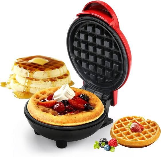 Mini Mighty Waffle Maker, Electric Waffles Maker Machine, Breakfast Dessert Baking Machine, Portable Non Stick Waffles Maker, Calf Crossing Foldable Waffle Pancake Maker, Electric Cake Maker For Pancakes Cookies Non Stick Coating