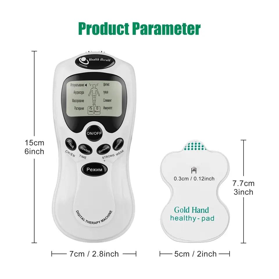 Digital Therapy Handheld Massager, Electric Tens Unit Device, Electric Meridian Body Massager, Ems Acupuncture Face Body Massager, 4 Mode Electric Muscle Stimulator, Dual Output Body Massager, Anti Cellulite Electric Body Massager