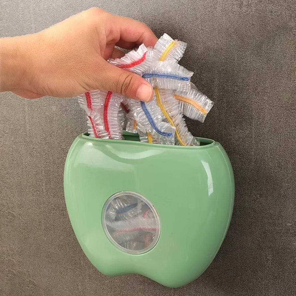 Apple Cling Flim Storage Organizer, Plastic Wrap Storage Box, Kitchen Bathroom Disposable Organizer, Transparent Disposable Plastic Bags Organizer, Elastic Fresh Keeping Bag Storage Container, Multifunctional Plastic Wall-mounted Kitchen Storage Box