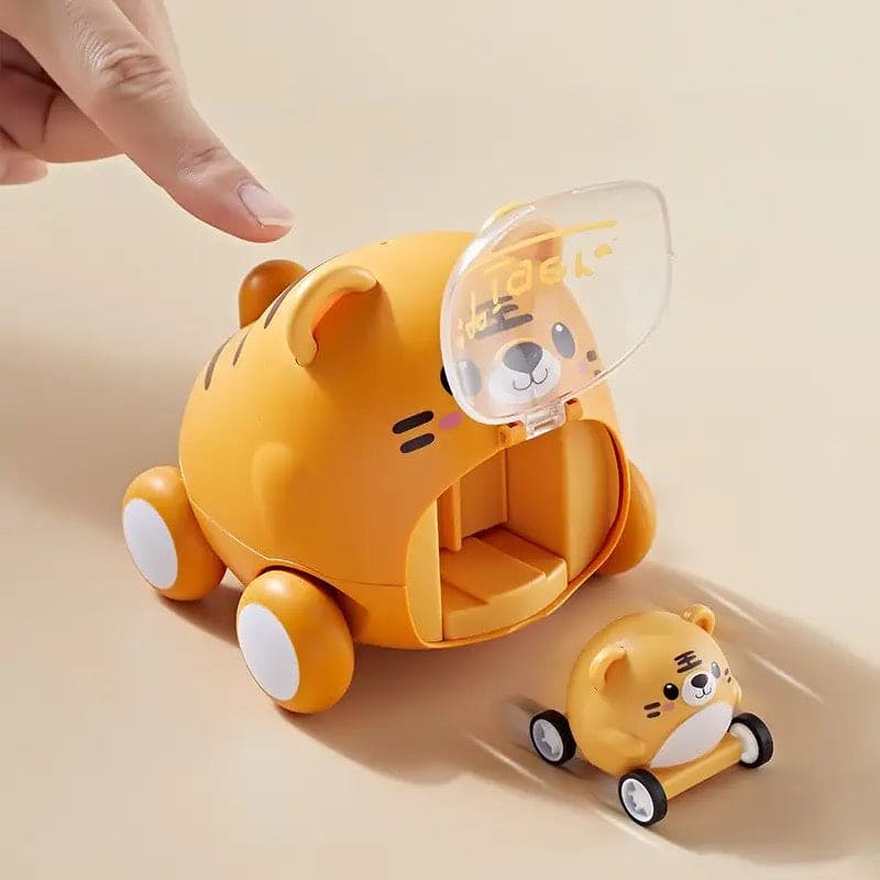 Montessori Baby Toy Car, Animals Pull Back Cars, Cute Pet Catapult Car Toy, Mini Inertia Car, Cartoon Push Press Power Toy, Plastic Push and Go Car, Funny Animals Pull Back Cars for Kids, Parent Child Interactive Toy