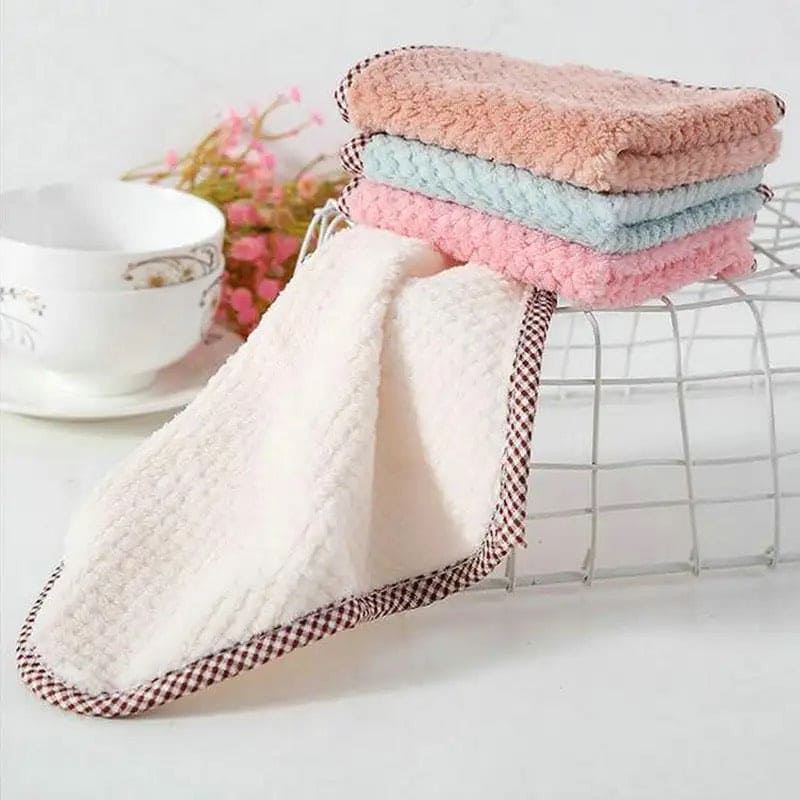 Microfiber Cleaning Towel, Kitchen Daily Dish Towel, High-efficiency Cleaning Thickened Cloth, Coral Fleece Handable Hand Towel, Bathroom Kitchen Towel, Absorbent Wipe Plush Hand Towel, Multipurpose Cleaning Cloths
