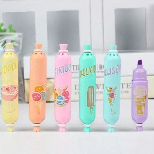Cute Candy Shaped Highlighter, Chisel Tip Fine Grip Marker Pen, Fluorescent Coloring Pens for Student Office School Home