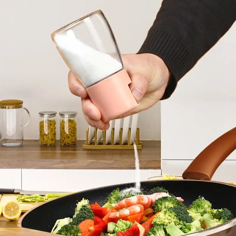 Metering Salt Shaker, Quantitative Salt Shaker, Press Salt Shaker, Seasoning Spice Jar Can, Kitchen Spice Seasoning Bottle, Push Type Salt Dispenser, Cap Sealed Cruet Condiment Seasoning Jars