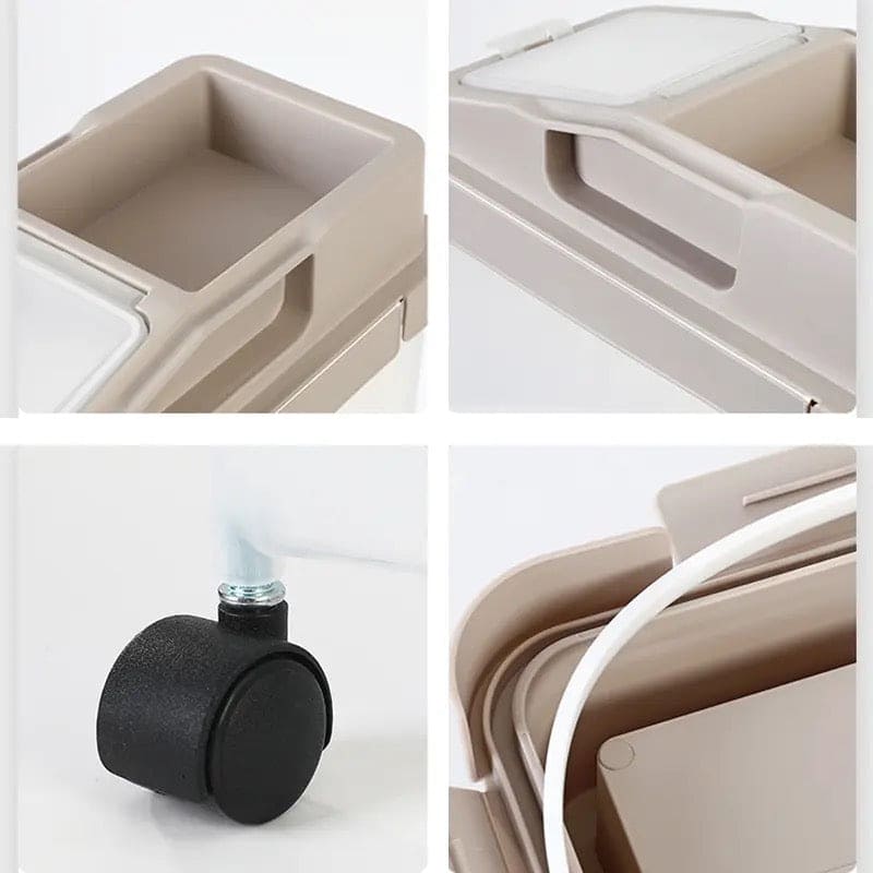 Baffect Food Storage Container, Transparent Sealed Rice Storage Box, Household Soybean Corn Cereal Storage Box, 10kg Large Capacity Grain Cereal Storage Box With Wheels And Measuring Cup, Airtight Food Tank Organizer, Flip Top Food Container Bucket