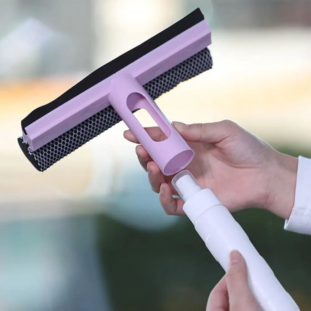 Multifunctional Window Spray Wiper, Double Sided Window Cleaner Squeegee Wiper, Glass Wiper for Bathroom Mirror Windshield, 3 in 1 Spray Scrape Cleaning Tool, Household Kitchen Bathroom Cleaning Wiper
