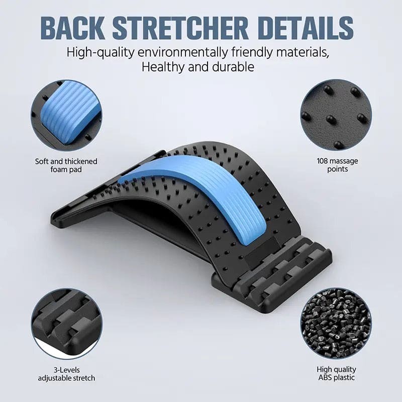 Magnetic Back Stretcher, Magic Back Support Spine Stretcher with Foam Pad, Back Massager Stretcher, Multi Level Back Stretcher, Back Stretching Device, Back Massager for Bed, Magic Stretch Fitness Lumbar Support, Spinal Curve Back Stretcher