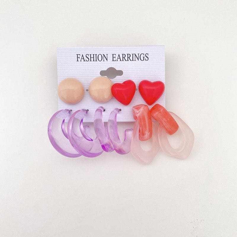 Colorful Resin Acrylic Earrings, Fashion Twist Hoop Earrings, Macaron Candy Stud Earrings, Circle Dangle Drop Earrings, Vintage Pearl Earrings Set